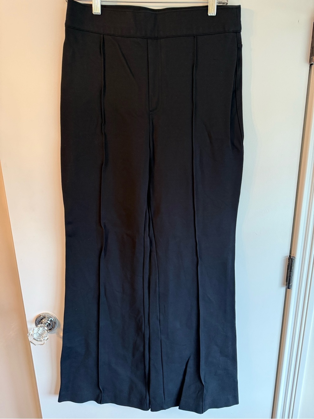SPANX Black Boot-Cut Flare Pants with Front Seams